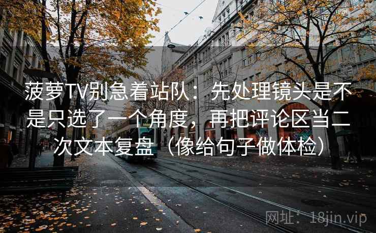 菠萝TV别急着站队：先处理镜头是不是只选了一个角度，再把评论区当二次文本复盘（像给句子做体检）